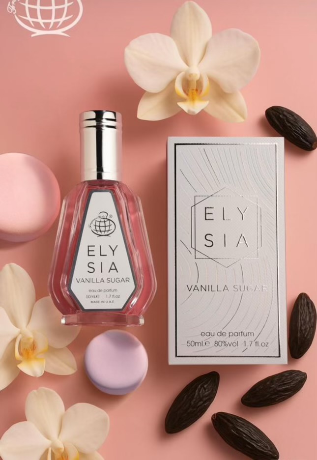 ادکلن Elysia Vanilla Sugar ۵۰ میل — Fragrance World | رایحه شیرین وانیلی مشابه Kayali Vanilla Candy Rock Sugar
