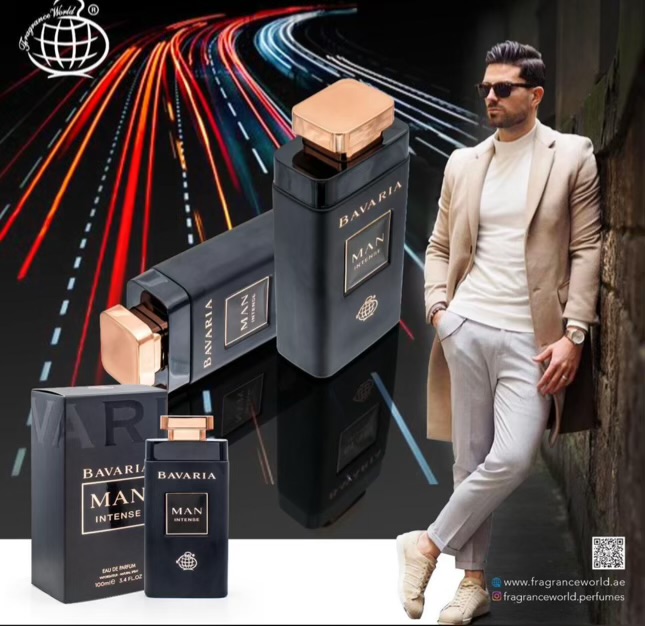 عطر ادکلن مردانه فرگرانس ورد باواریا من اینتنس (Fragrance World Bavaria Man Intense) مشابه بولگاری من این بلک مشکی حجم 100 میل