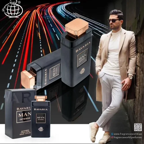 عطر ادکلن مردانه فرگرانس ورد باواریا من اینتنس (Fragrance World Bavaria Man Intense) مشابه بولگاری من این بلک مشکی حجم 100 میل